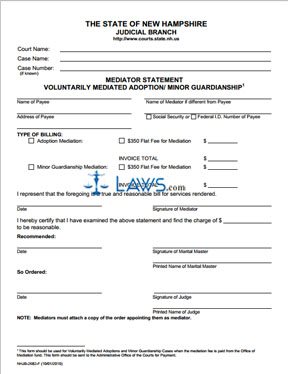 Mediator Statement - Voluntarily Mediated Adoption/Minor Guardianship 
