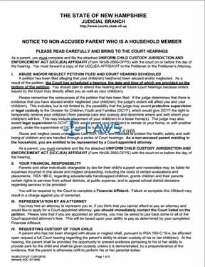 Notice to Non-accused Parent who is a Household Member