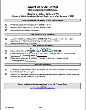 014 Waiver of Admin. DOD on or after 1/1/03 No Will