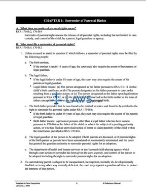 Adoptions in NH, A Reference Manual 