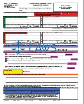 Form  JD-CV-131 Small Claims Color Coded Quick Reference Card for Self-represented Parties