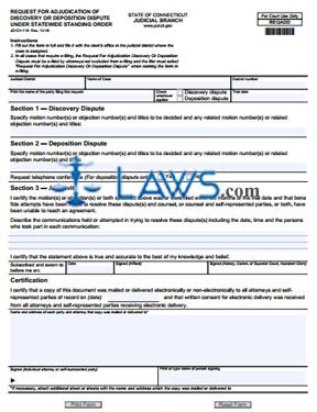 Form JD-CV-119 Request For Adjudication of Discovery Or Deposition Dispute Under Statewide Standing Order 