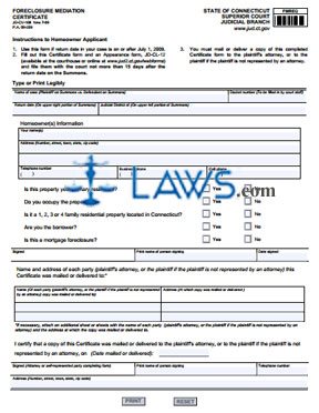 Form JD-CV-108 Foreclosure Mediation Certificate 