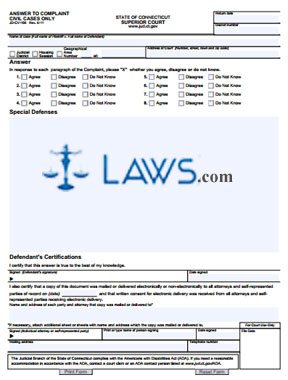 Form JD-CV-106 Answer To Complaint — Civil Cases Only 