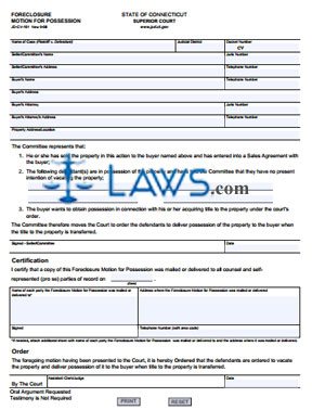 Form JD-CV-101 Foreclosure — Motion For Possession 