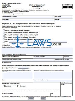 Form JD-CV-95 Foreclosure Mediation — Objection 