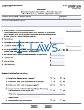 Form JD-CV-77CAL Foreclosure Worksheet 