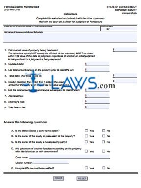 Form JD-CV-77 Foreclosure Worksheet 