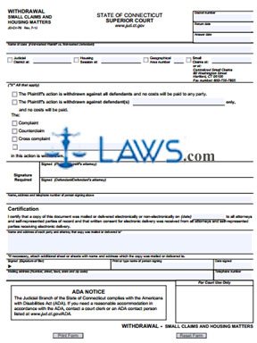 Form JD-CV-70 Withdrawal - Small Claims and Housing Matters 