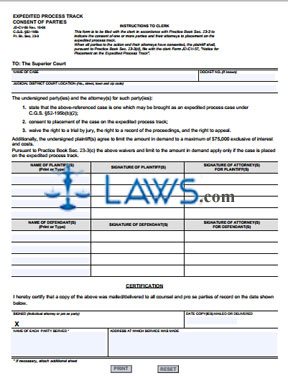 Form JD-CV-56 Expedited Process Track, Consent of Parties 