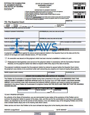 Form JD-CV-54 Petition For Examination of Judgment Debtor 