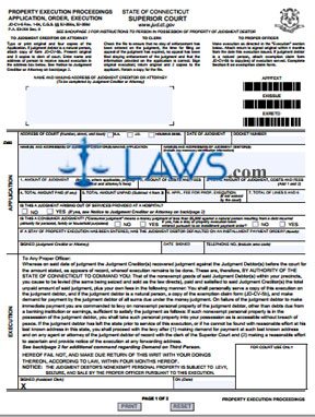 Form JD-CV-5 Property Execution Proceedings, Application, Order, Execution