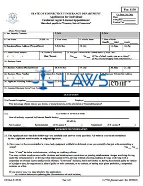 Fraternal Agent License/Appointment Application (Fraternal Society Use Only)