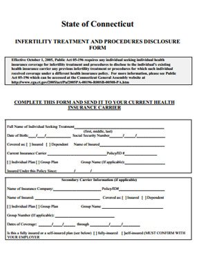 Infertility Treatment & Procedures Disclosure Form