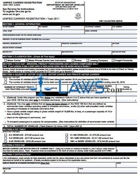 Form UCR-1 Unified Carrier Registration  2011