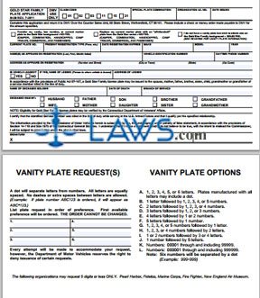 Form M-38 Special Order - Gold Star Family Plate 