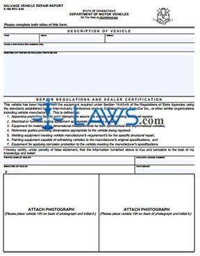Form K-186 Salvage Vehicle Repair Report  