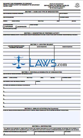 Form LS-5 Request for Permission to Conduct Special Activities on DMV Premises