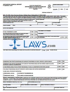 Form P-142OR Orthopedic Medical Report  