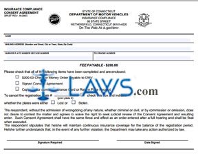 Form SR-37 Insurance Compliance Consent Agreement