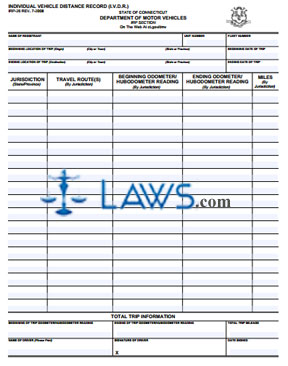 Form IRP-29 Individual Vehicle Distance Record- Trip Record Miles and Fuel