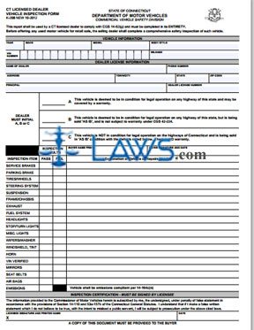 Form K-208 CT Licensed Dealer Vehicle Inspection Form