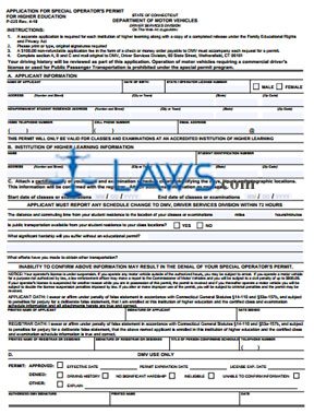 Form P225 Application for Special Operator's Permit for Higher Education