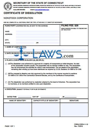 Form CDRN-1-1.0 Certificate of Dissolution 