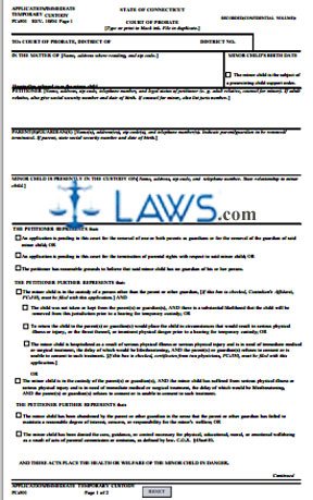 Form PC-501AR Application/Immediate Temporary Custody