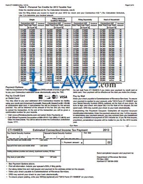 Form CT-1040ES Estimated CT Income Tax Payment Coupon 
