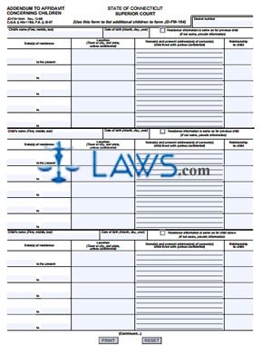 Form JD-FM-164A Addendum to Affidavit Concerning Children 