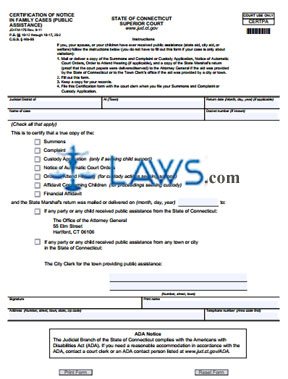 Form JD-FM-175 Certification (Public Assistance) 