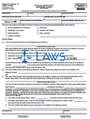 Form JD-FM-168 Order for Notice by Publication or Mail 