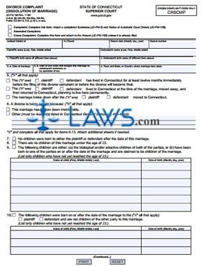 Form JD-FM-159 Divorce Complaint / Cross Complaint 