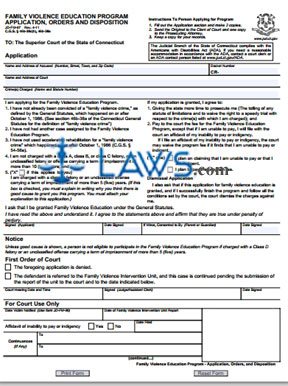 Form FM-97 Family Violence Education Program Application, Orders and Disposition