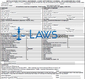 Application for Public Defender, Court-Appointed Counsel or Guardian Ad Litem