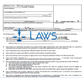 Birth Parent Affidavit for Expedited Relinquishment