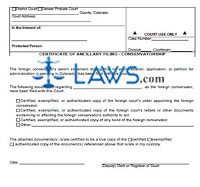 Certificate of Ancillary Filing - Conservatorship