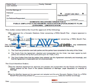 Domestic Relations Order for PERA Benefit Plan - Original or Modified