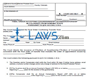 Final Order Accepting Guardianship/Conservatorship in Colorado From Sending State