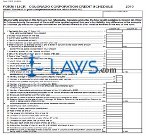 Form 112CR Colorado Corporation Credit Schedule