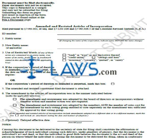 Form Amended and Restated Articles of Organization (Profit Corporation) (Sample) 