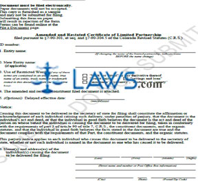 Form Amended and Restated Cert of LP (Sample) 