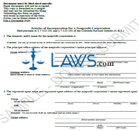 Form Articles of Incorporation for Nonprofit Corporation (Sample) 