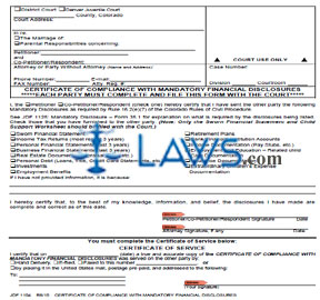 Form JDF 1104 Certificate of Compliance with Mandatory Financial Disclosures