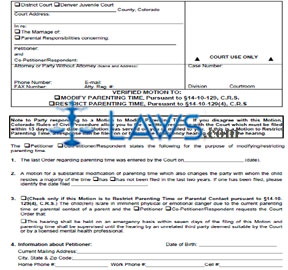 Form JDF-1406 Verified Motion To: Modify, Restrict Parenting Time 