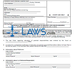Form JDF-1415 Verified Motion, Stipulation to Modify Decision-Making Responsibility 