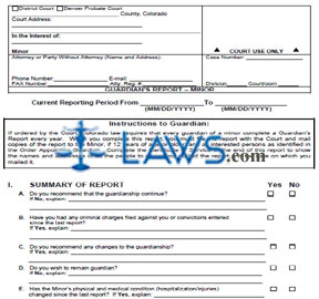 Form JDF 834 Guardian's Report- Minor