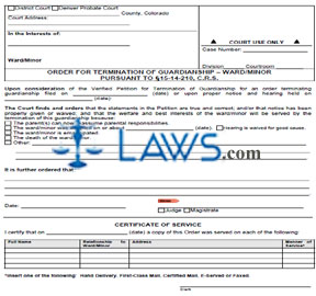 Form JDF 836 Order for Termination of Guardianship - Ward/Minor