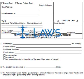 Form JDF 8521 Petition for Termination of Guardianship- Adult